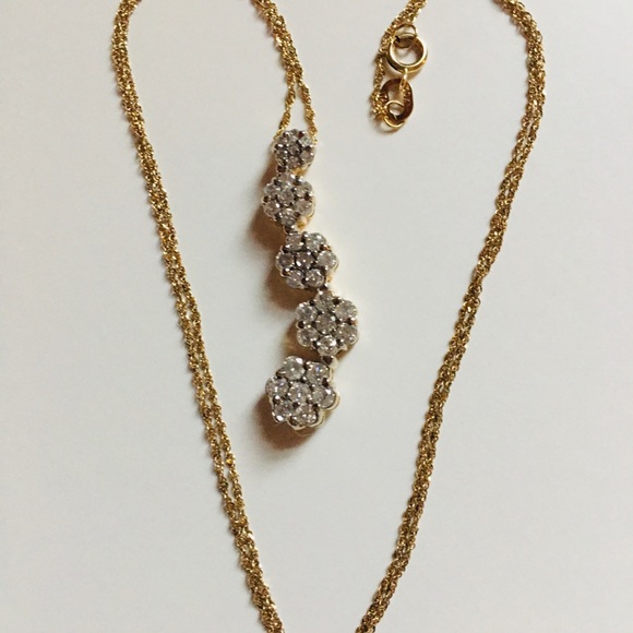 10K (Stamped) Gold Round Diamond Journey Pendant - Picture 9 of 12